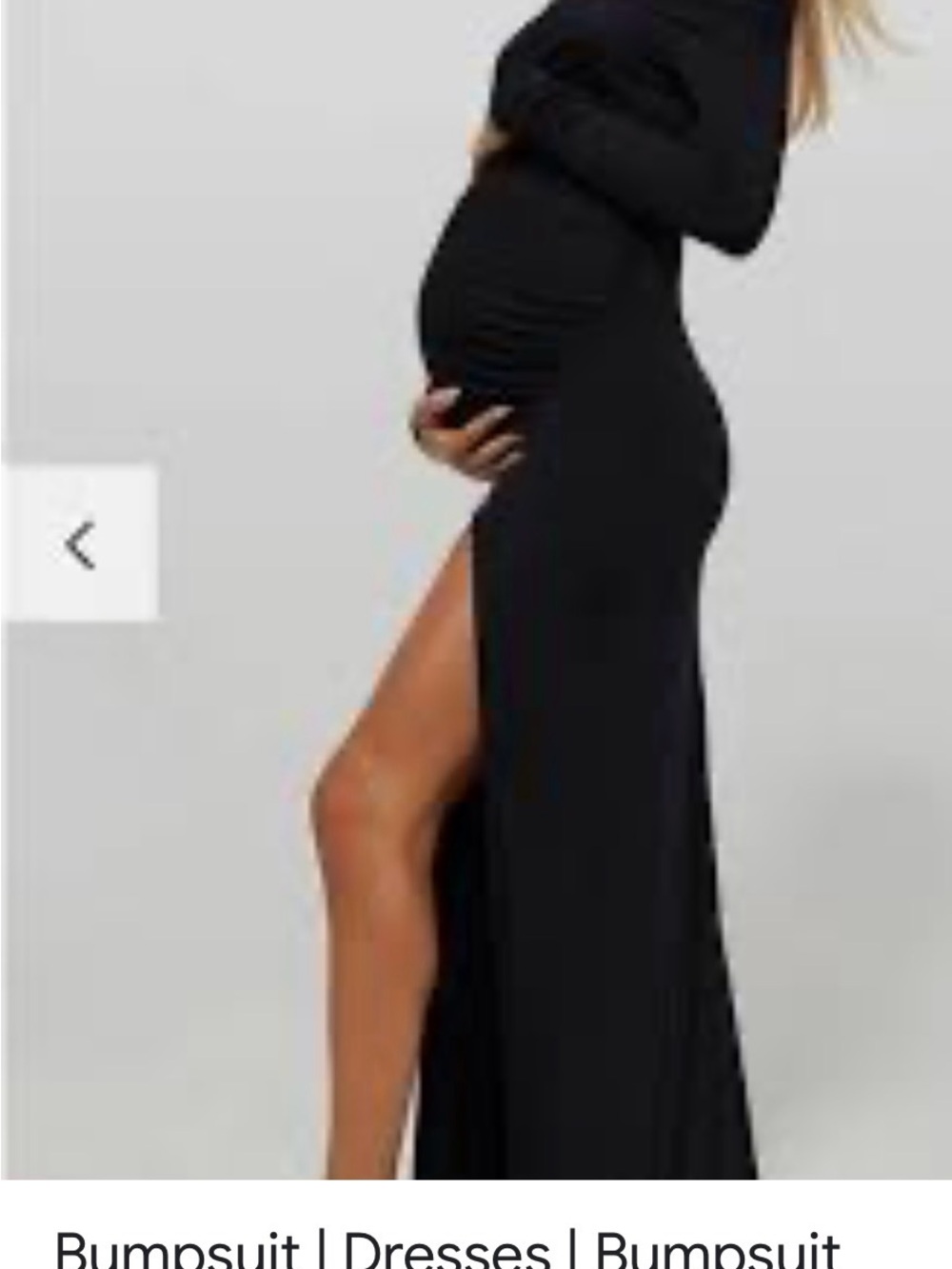 Elegant Bumpsuit Black Maternity High-Slit Maxi Dress